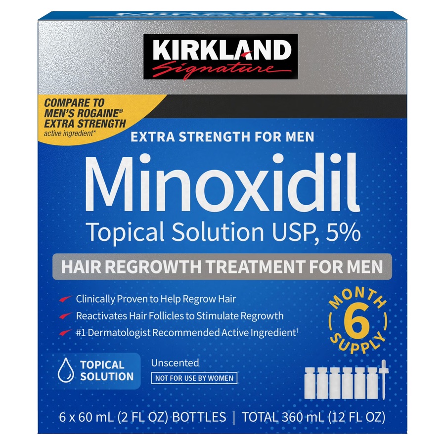 Kirkland Signature men's 5% minoxidil solution box